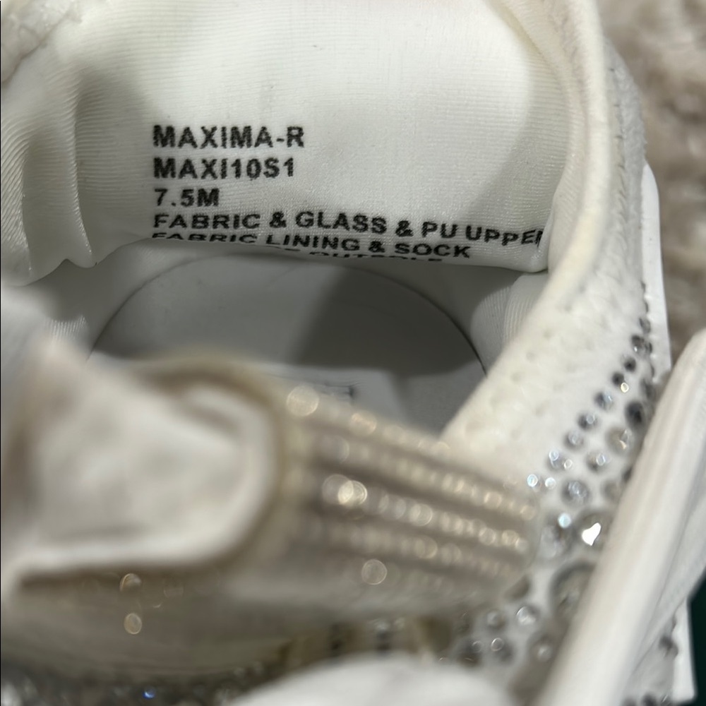 Steve Madden Rhinestone White Sneakers with Chunky Sole and Textured Upper - Picture 3 of 7
